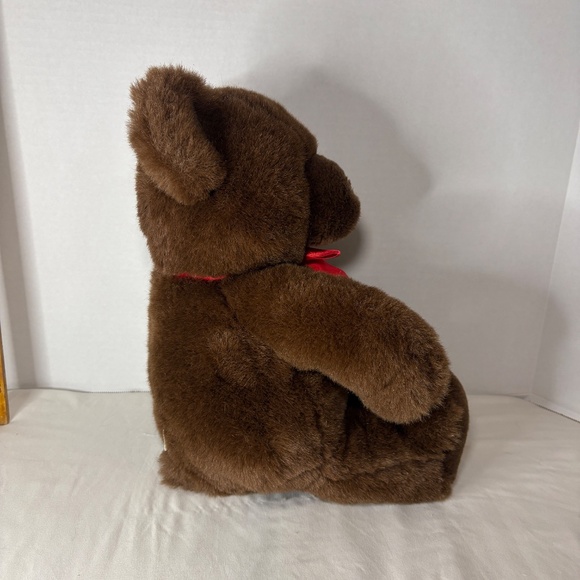 17" Gund Dark Brown Teddy Bear Stuffed Animal Plush Toy Red Bow Vintage - Picture 4 of 9